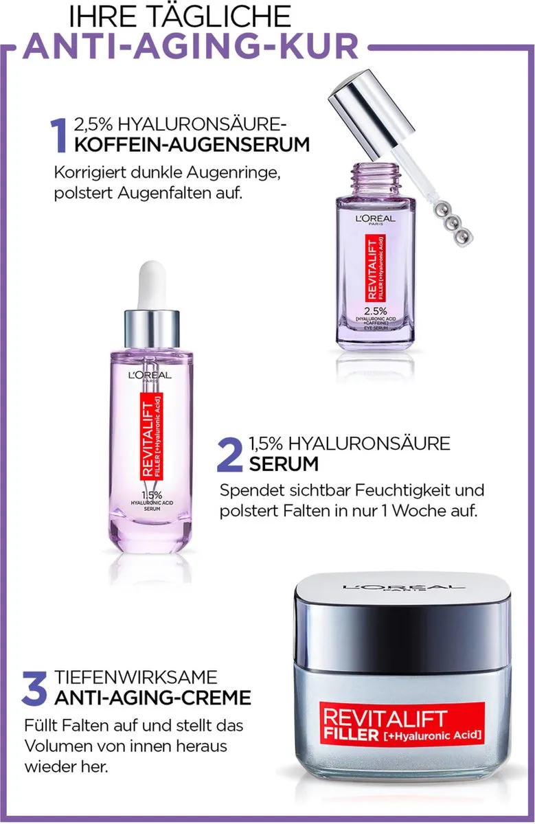 L'Oréal Paris Revitalift Filler Oogserum Hyaluron + Cafeïne 20ml - afbeelding 3 van 6