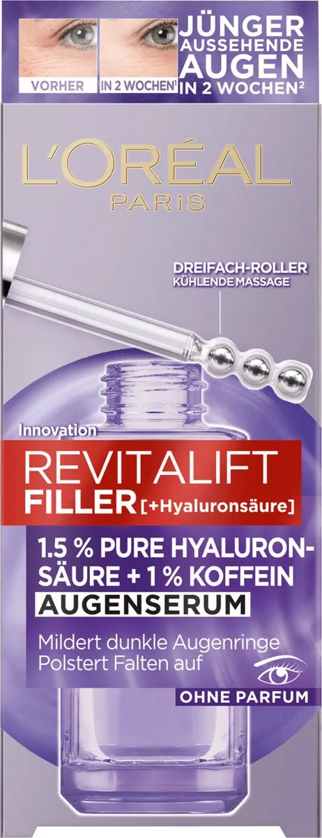 L'Oréal Paris Revitalift Filler Oogserum Hyaluron + Cafeïne 20ml - afbeelding 2 van 6