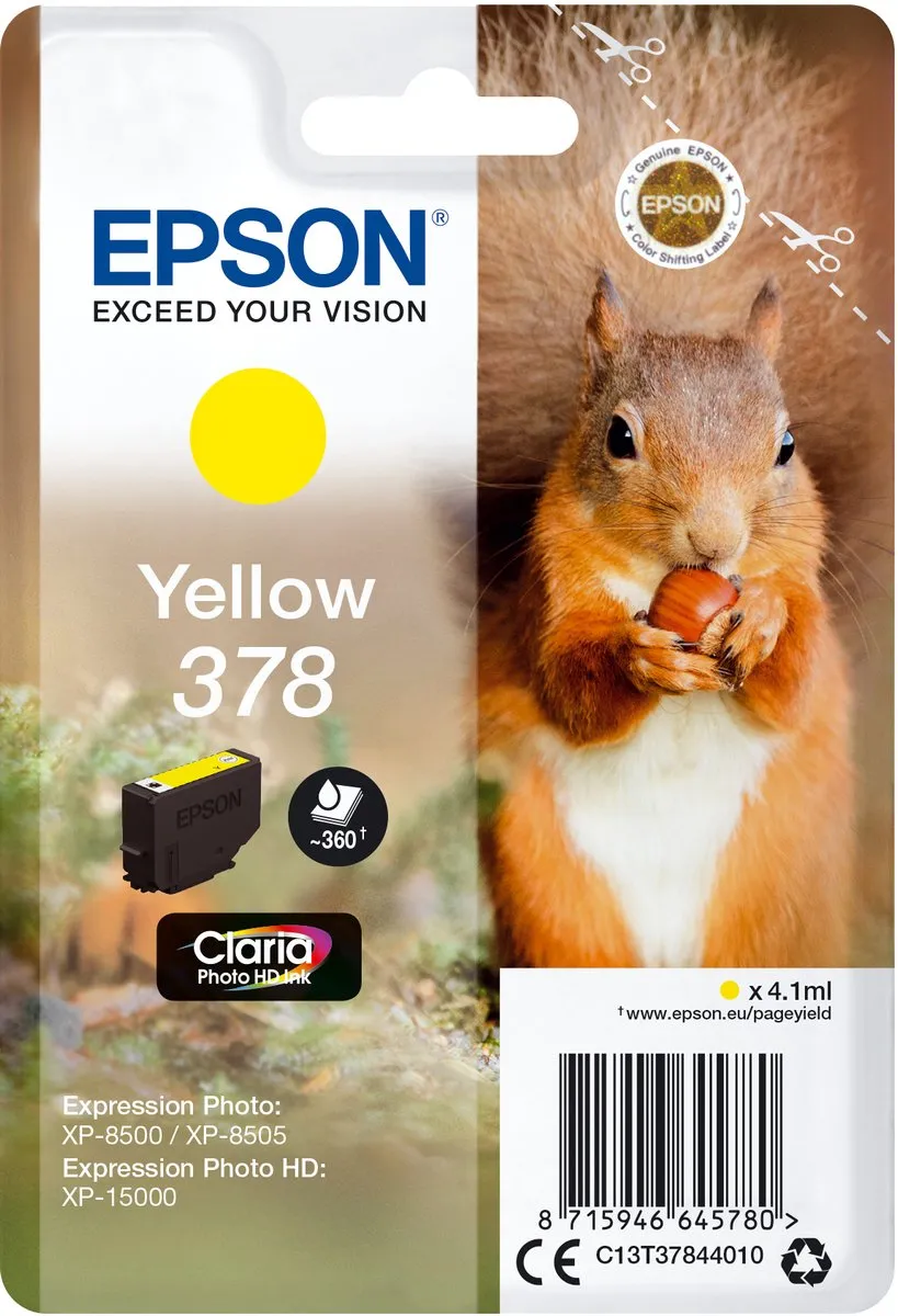 Epson 378 Geel C13T37844010 Inktcartridge - 700 pagina's