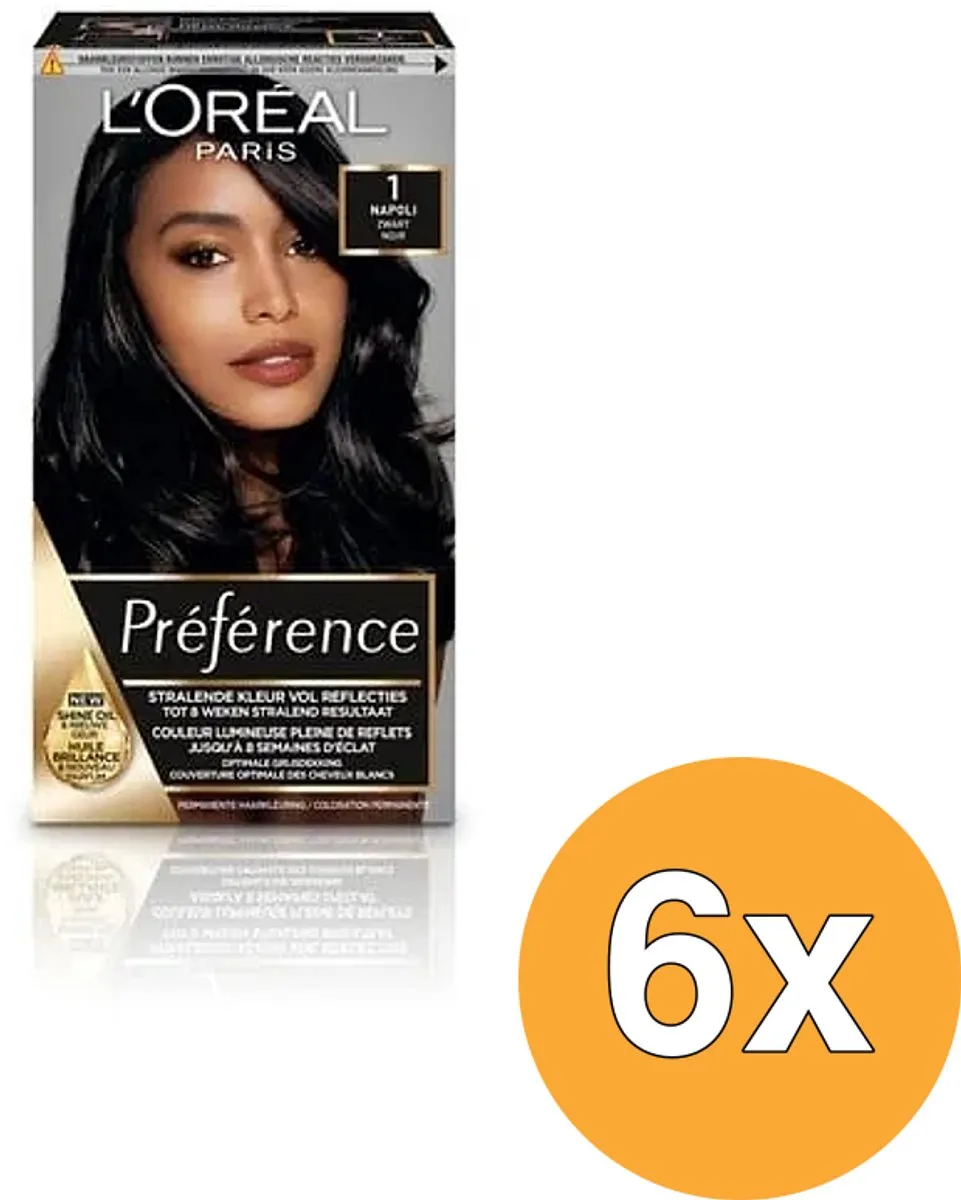 L'Oréal Paris Preference Haarkleuring 01 Napoli - 6 Stuks