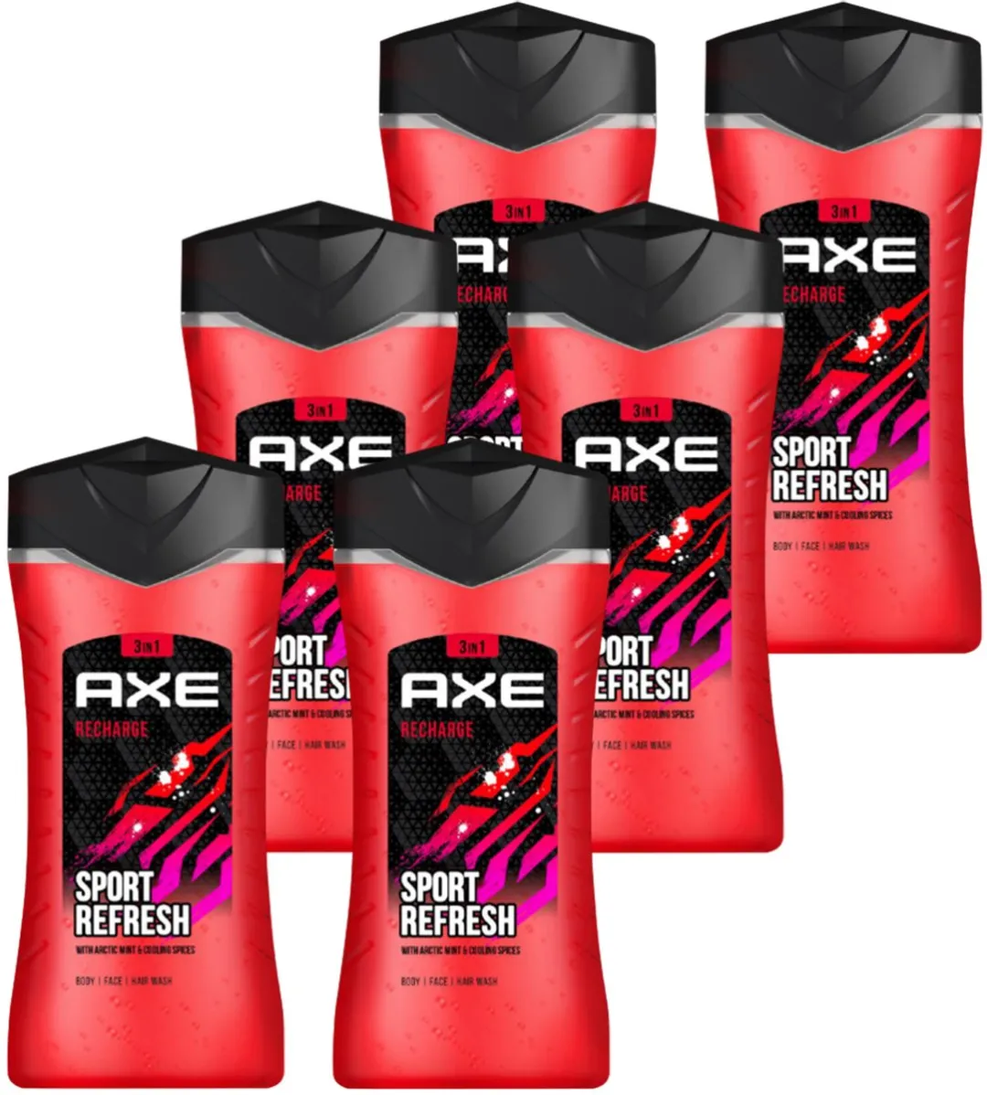 Axe Recharge Sport Refresh 3-in-1 Douchegel Facewash Shampoo