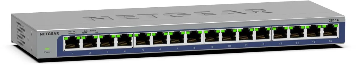 Netgear GS116 Unmanaged Switch 16 Poorten - 1Gbps