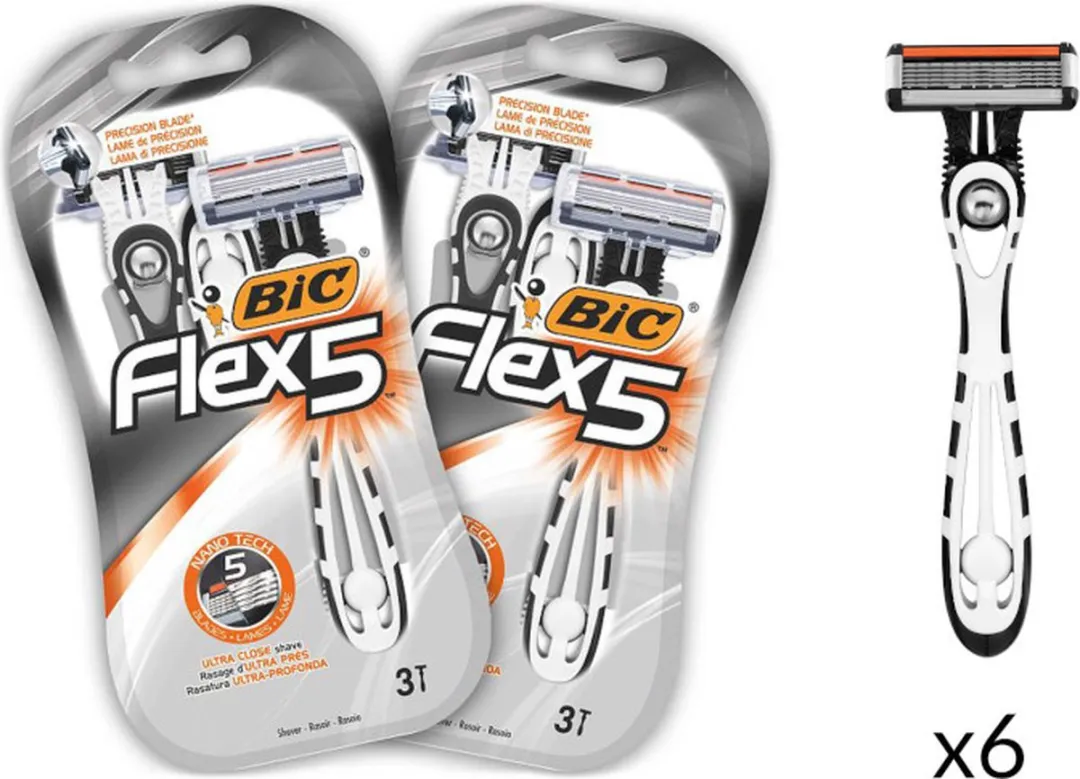 Bic Flex 5 Heren Scheermesjes - 5 Bewegende Bladen - 6 Stuks - afbeelding 6 van 6