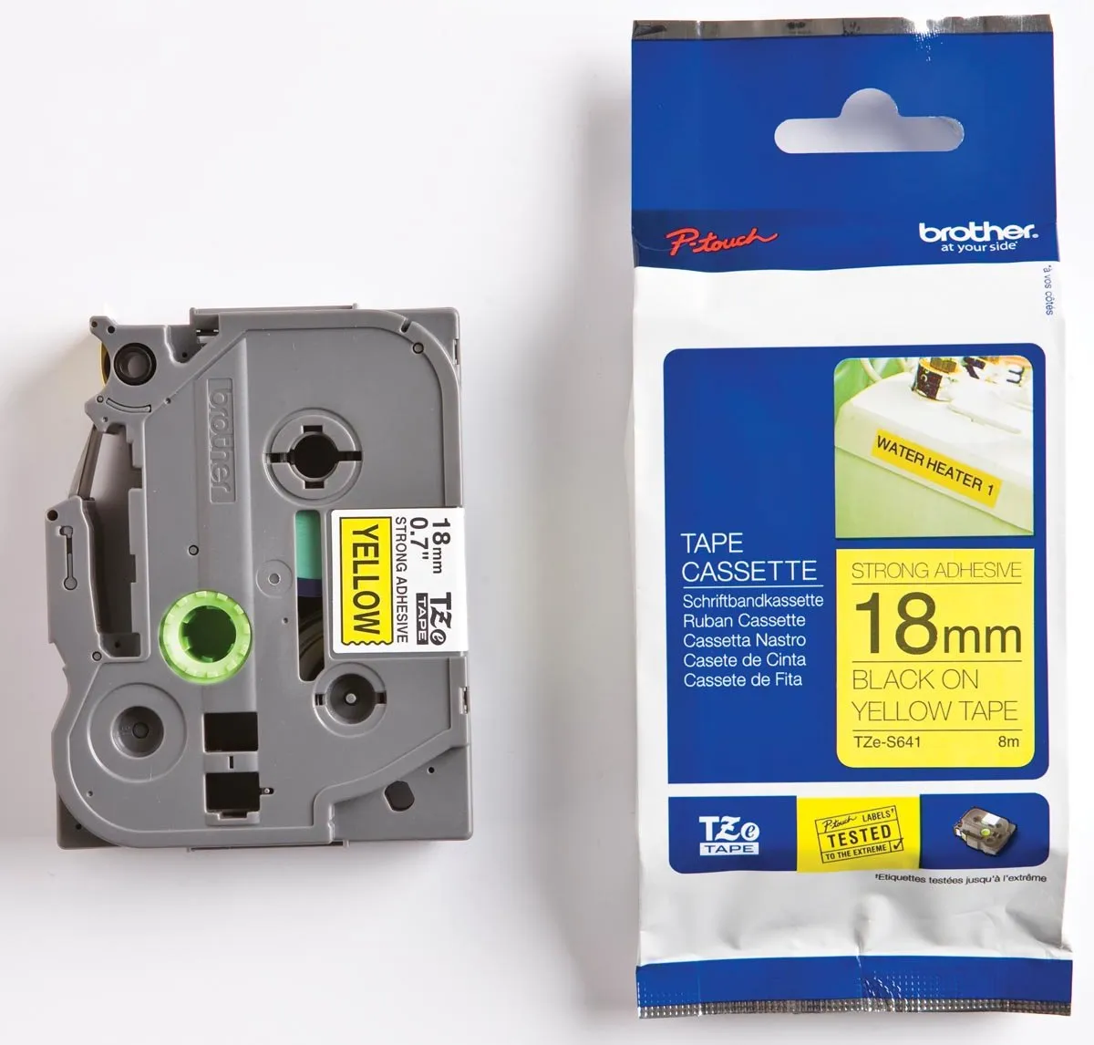 Brother TZ-S641 18mm Labelrol - 8ml - Zwart/Geel