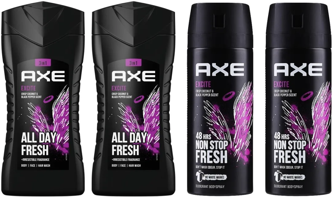 Axe Excite Set - 2 Douchegel & 2 Deo Spray 800ml