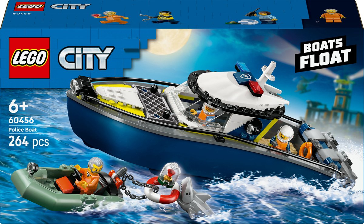 LEGO® City Achtervolging met Politieboot, Drijft Echt - 60456