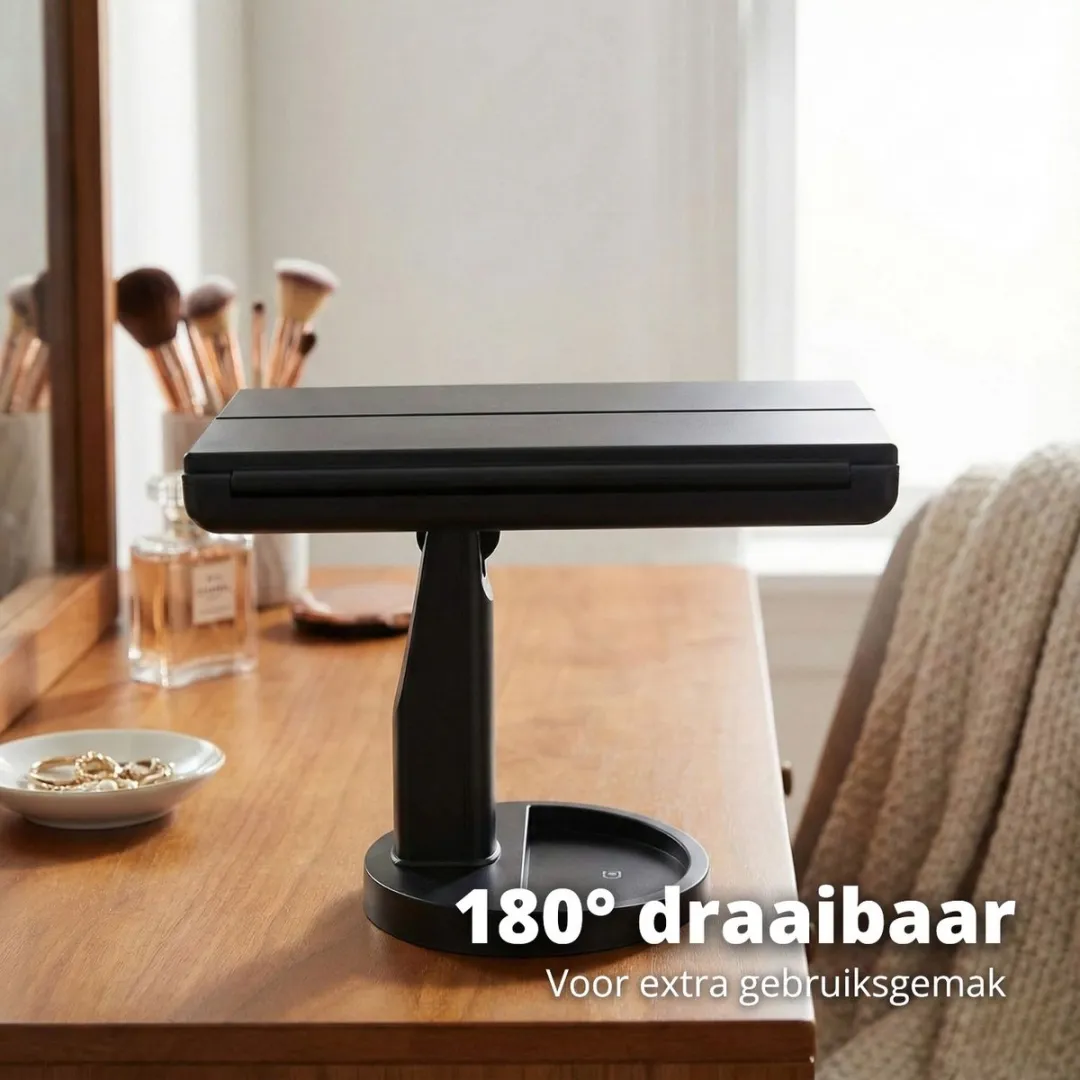 FlinQ 4-in-1 Make-upspiegel - 3x Vergrotend - Oplaadbaar - Zwart
