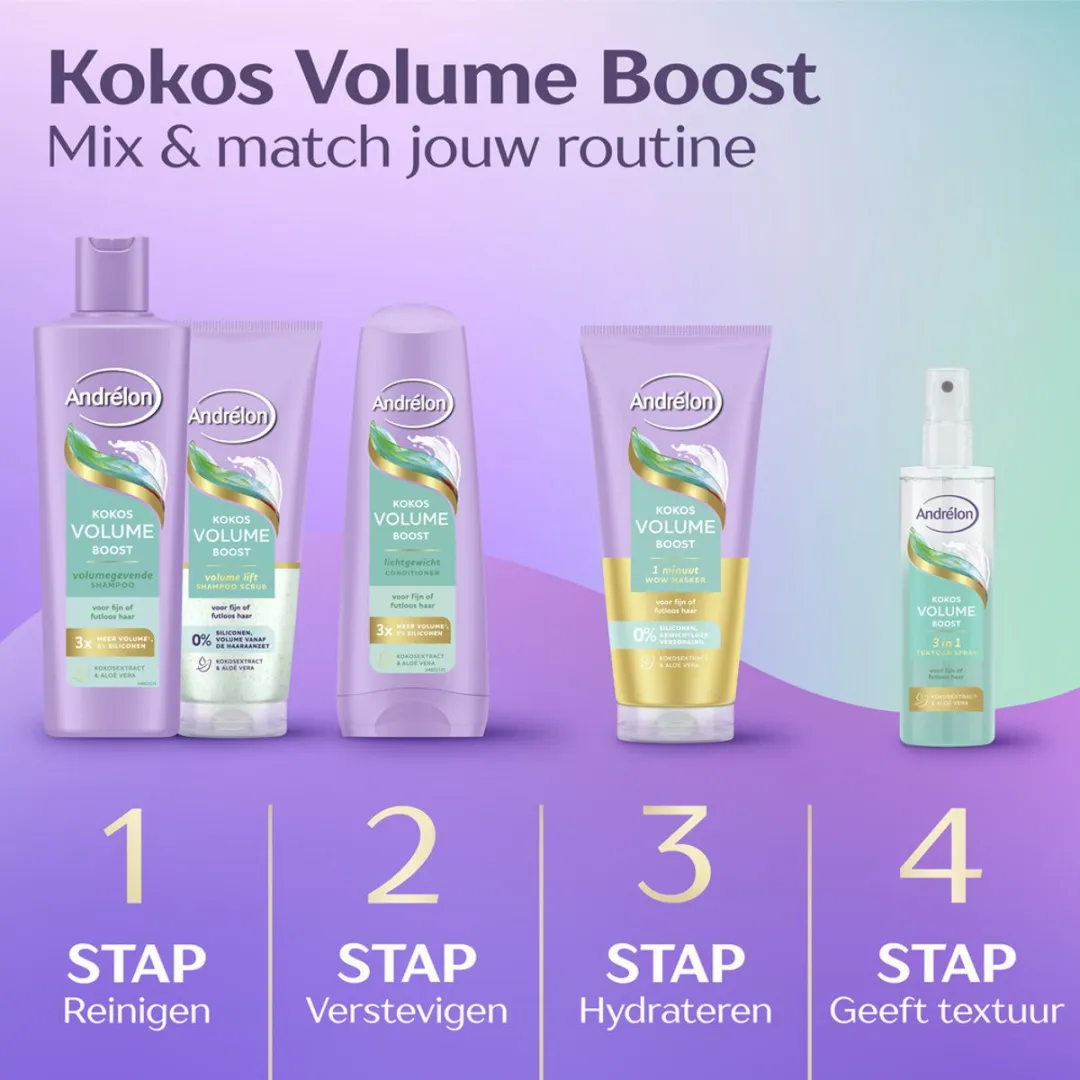 Andrélon Kokos Volume Boost Haarmasker 180ml - 15 Stuks