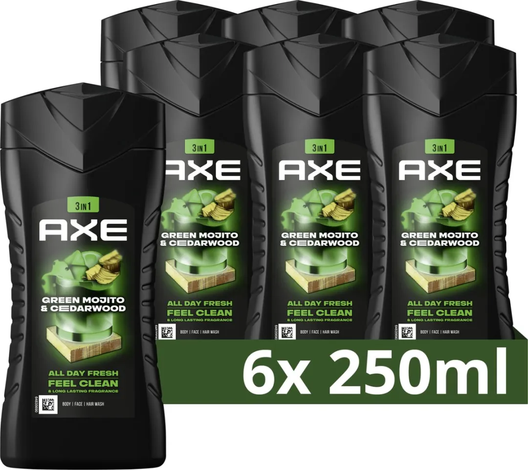 Axe Wild 3-in-1 Douchegel - Green Mojito & Cedarwood 250ml - 6 Stuks