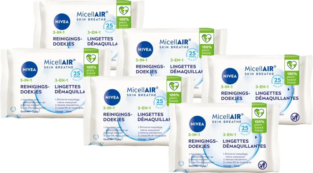 NIVEA 3-in-1 Skin Breathe Micellair Reinigingsdoekjes
