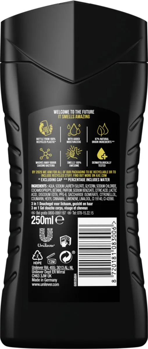 Axe 3-in-1 Douchegel Africa - 3x250ml