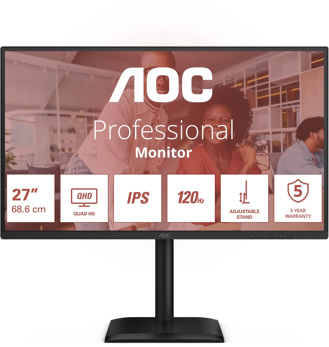 AOC E4 Q27E4U Monitor 27" Quad HD - AdobeRGB - Zwart