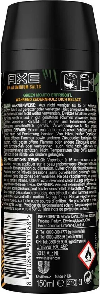 Axe Wild Green Mojito & Cedarwood Deo Spray 150ml