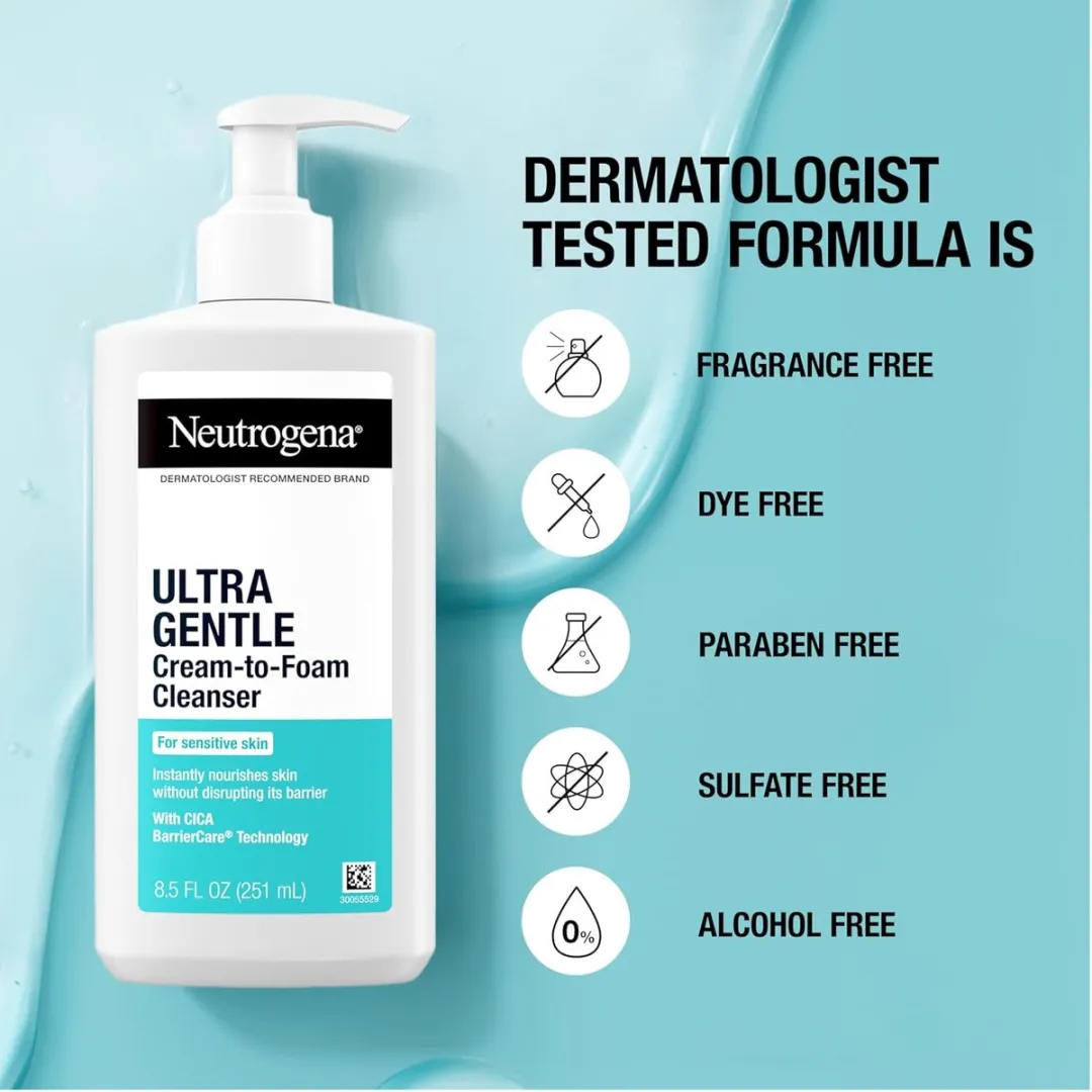 Neutrogena Ultra Gentle Gezichtsreiniger Crème naar Schuim 251ml