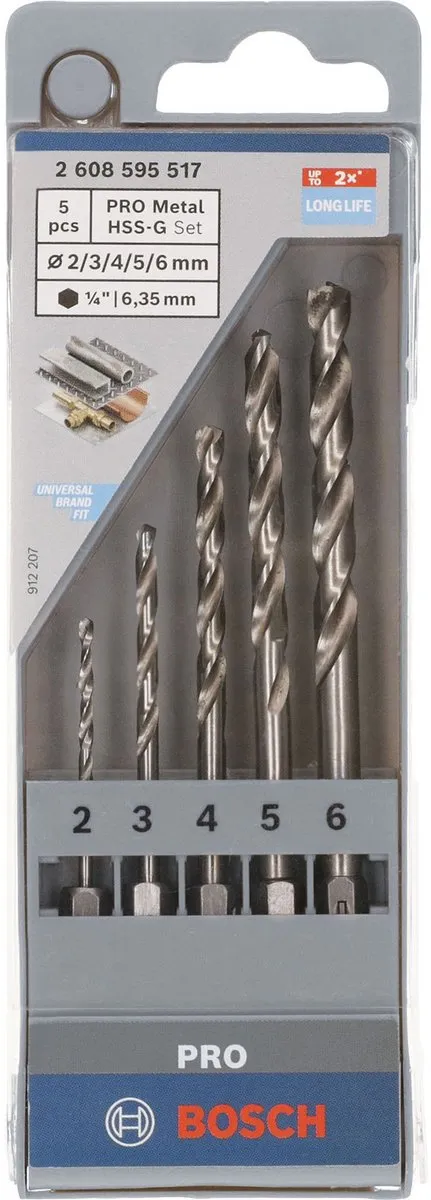 Bosch PRO Metaal HSS-G Zeskantboorset 5-delig 2608595517 - afbeelding 6 van 6