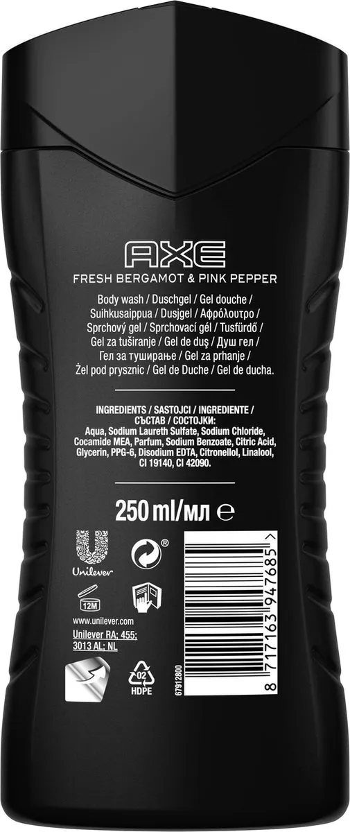 Axe 3-in-1 Douchegel Wild Bergamot & Pink Pepper - 6x250ml