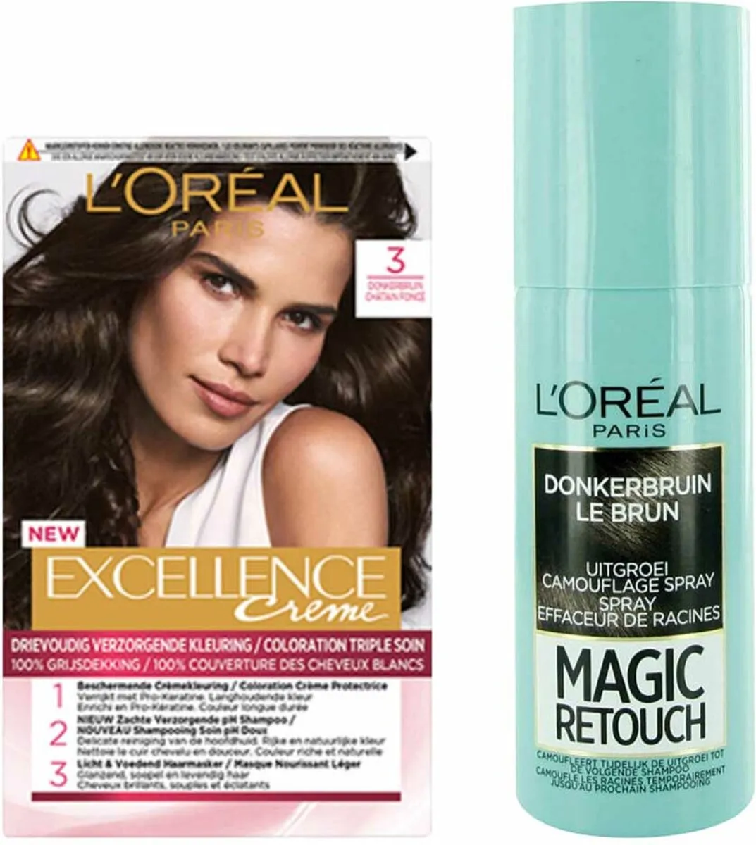 L'Oréal Paris Excellence Crèmekleuring Donkerbruin & Magic Retouch Uitgroeispr
