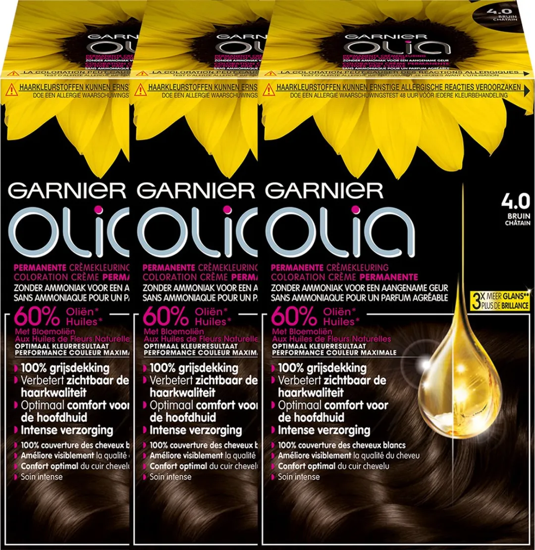Garnier Olia 4.0 Bruin Permanent Haarkleuring - 3 Stuks - afbeelding 3 van 6