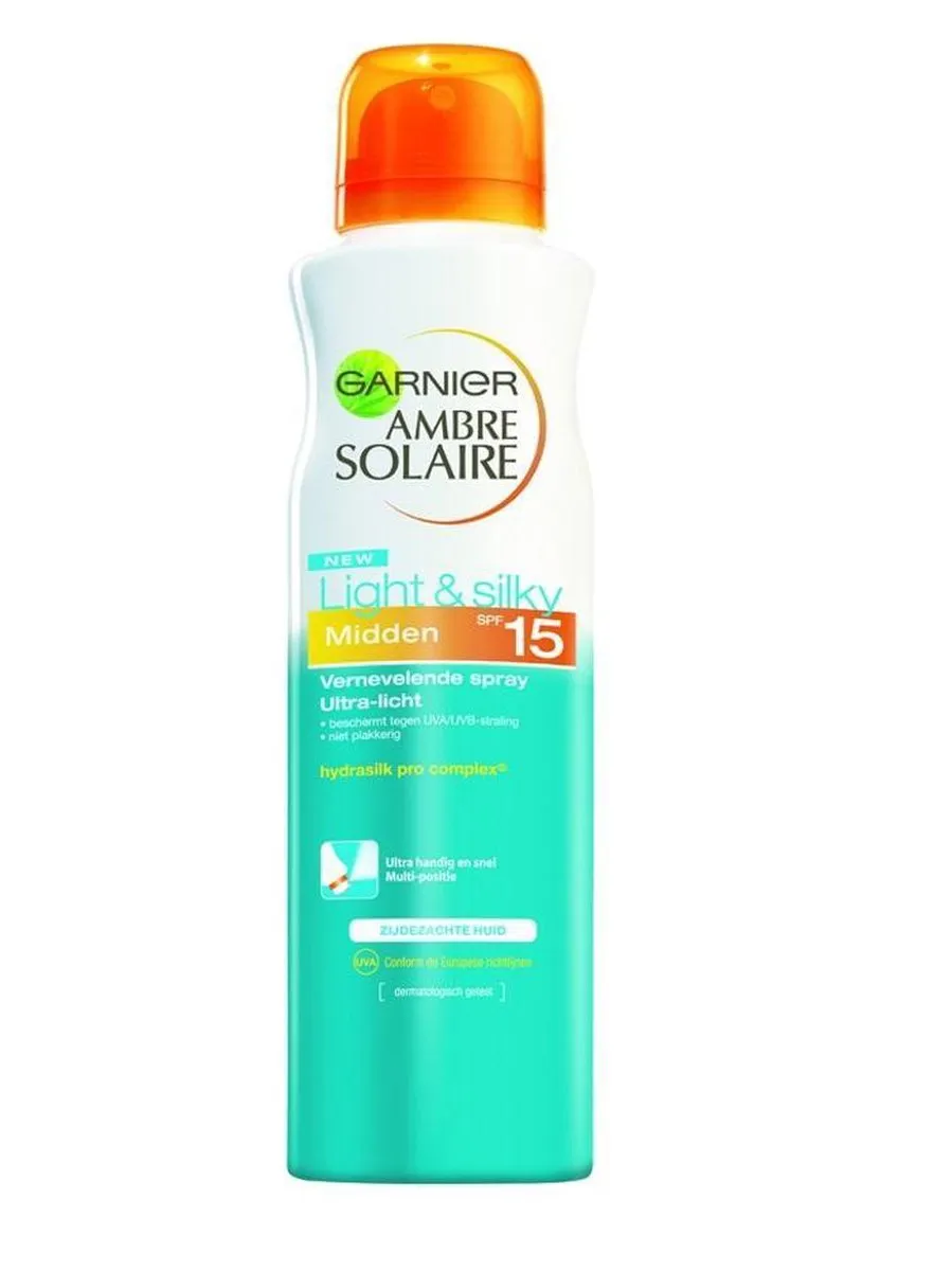 Garnier Ambre Solaire Light & Silky Zonnebrandspray SPF 15 - 4x150ml - afbeelding 2 van 2