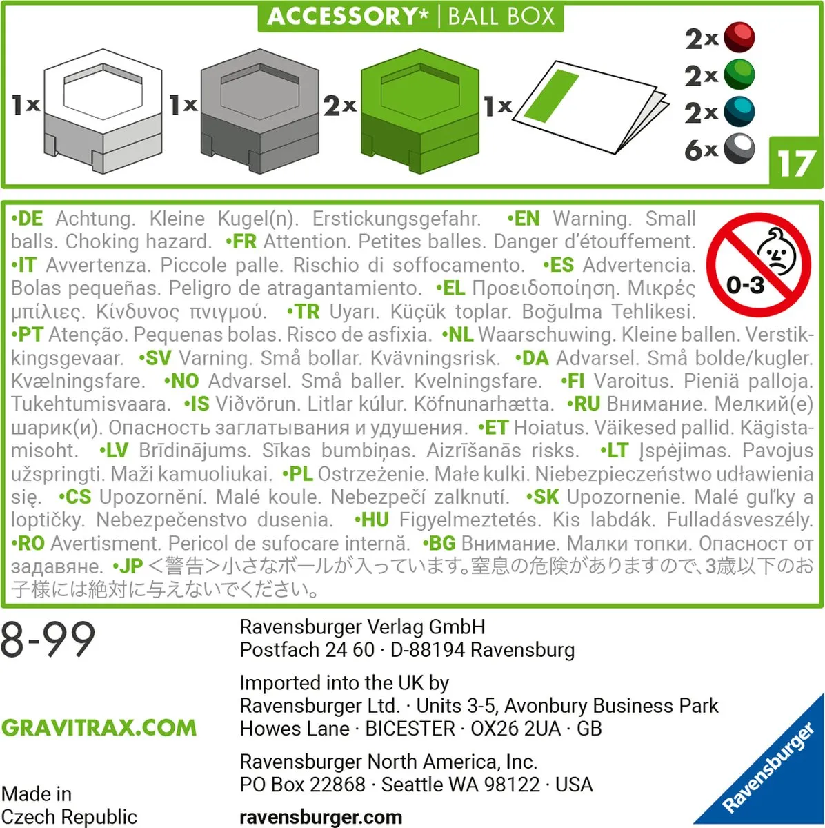 Ravensburger GraviTrax Ball Box - 6 Stuks - Meerkleurig