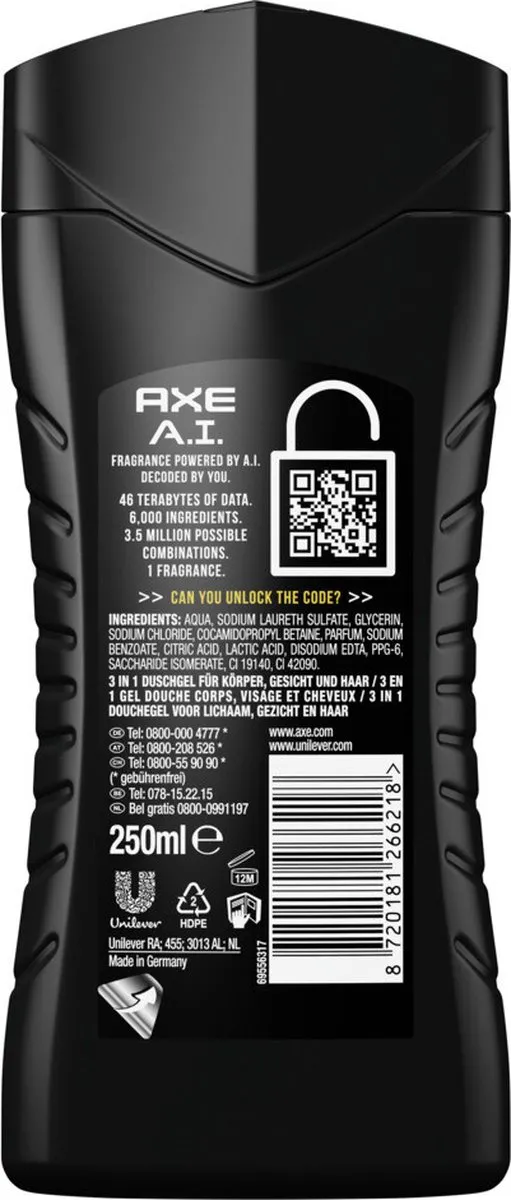 Axe Limited Edition 3-in-1 Douchegel A.I. 250ml