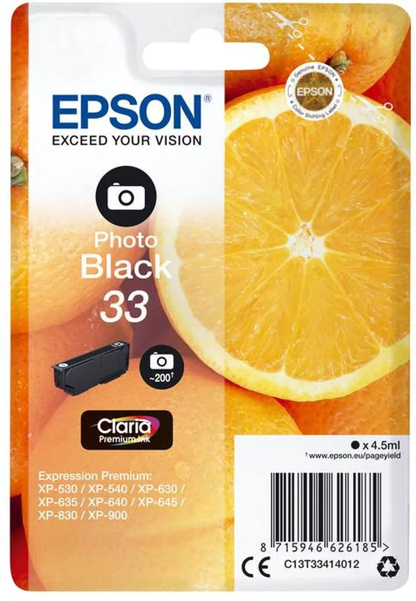 Epson 33 C13T33414012 Inktpatroon - Zwart
