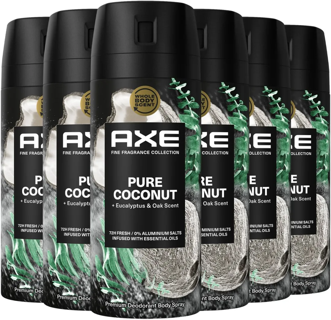 Axe Fine Fragrance Collection Bodyspray Pure Coconut 6x150ml