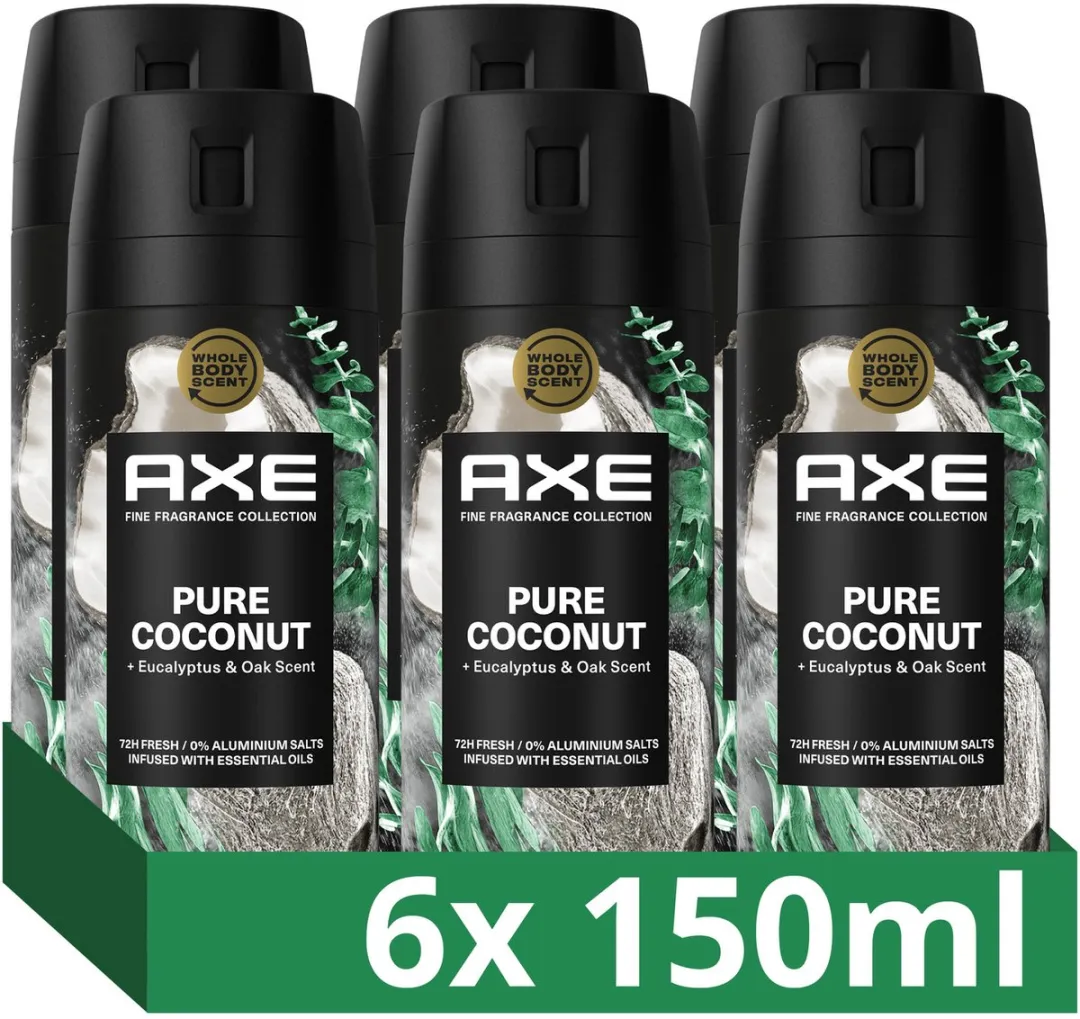 Axe Fine Fragrance Collection Bodyspray Pure Coconut 6x150ml - afbeelding 2 van 6
