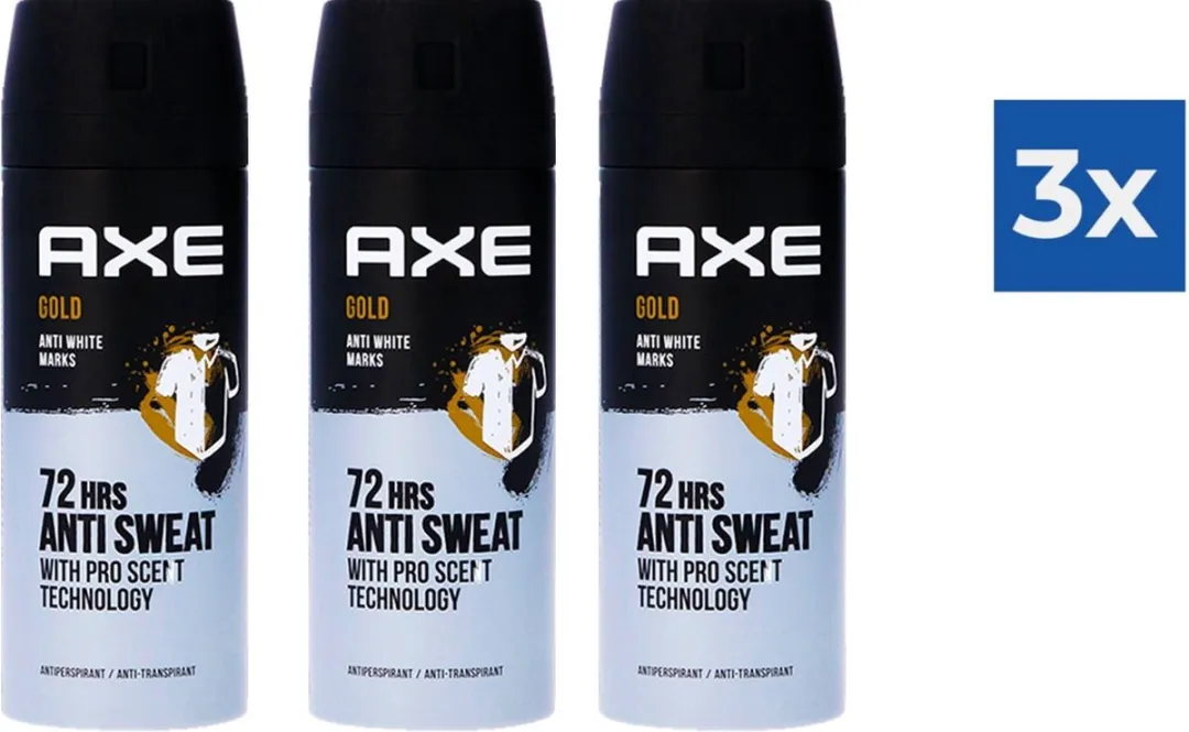 Axe Deo Spray Gold Mannen 450ml - 3 Stuks - afbeelding 2 van 2
