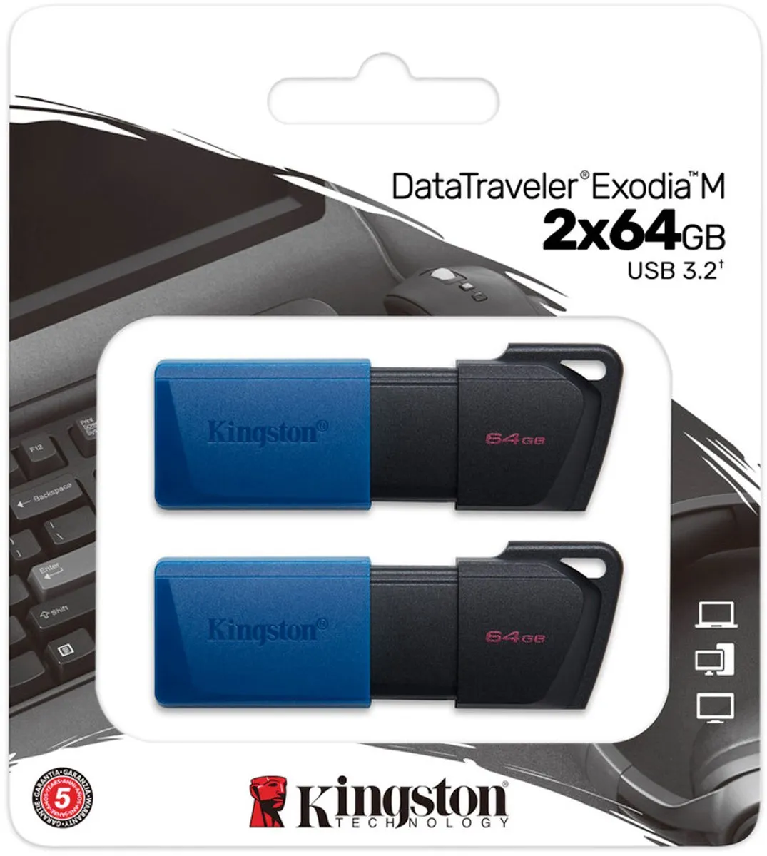 Kingston DataTraveler Exodia M 64GB USB 3.2 Gen 1 - 2 Stuks