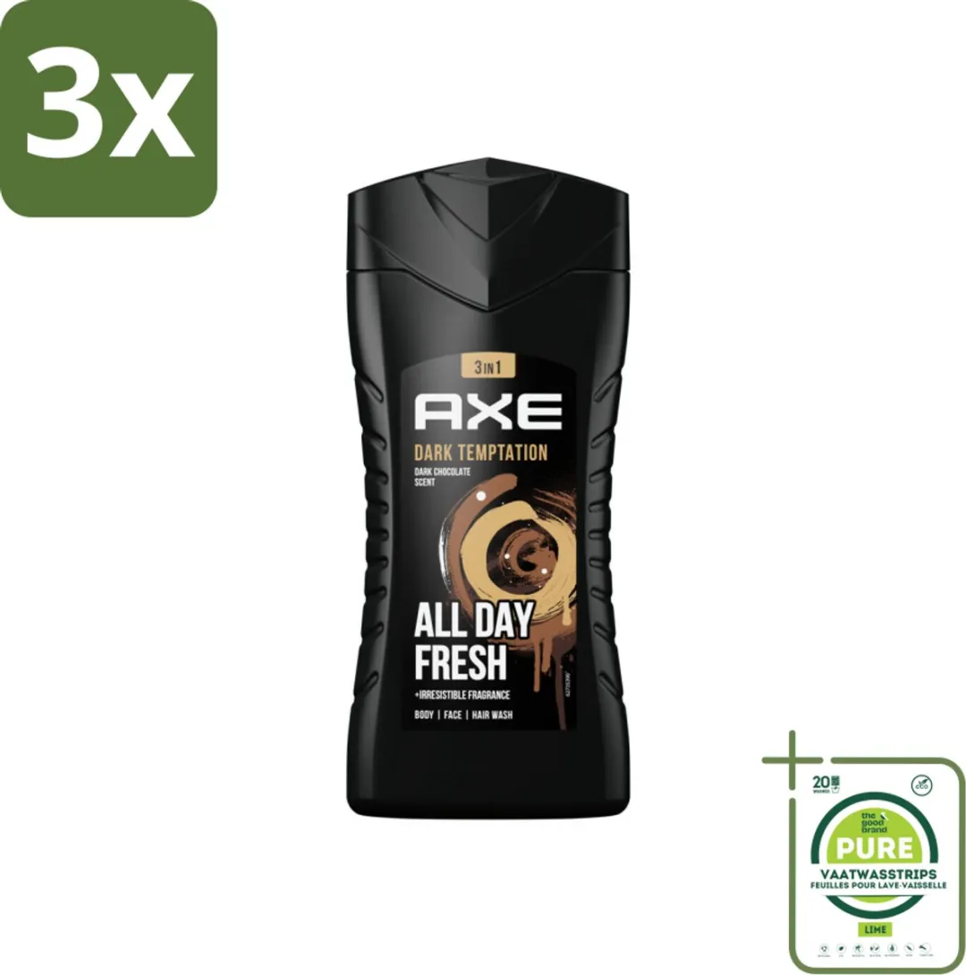 Axe Dark Temptation 3-in-1 Douchegel 750ml - 3 Stuks