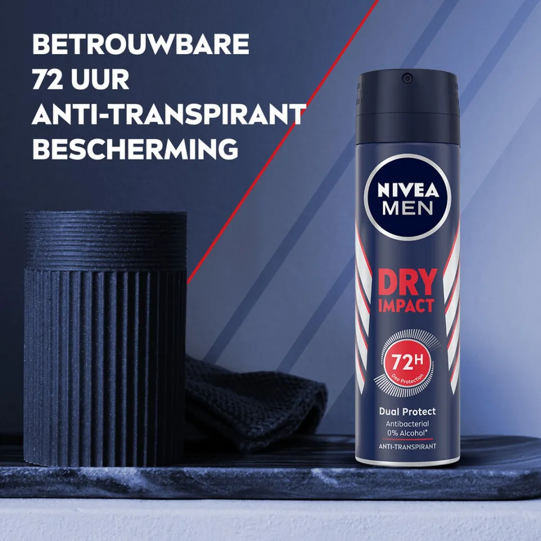 NIVEA Men Deodorant Spray Dry Impact 150ml - 3 Stuks - afbeelding 5 van 6