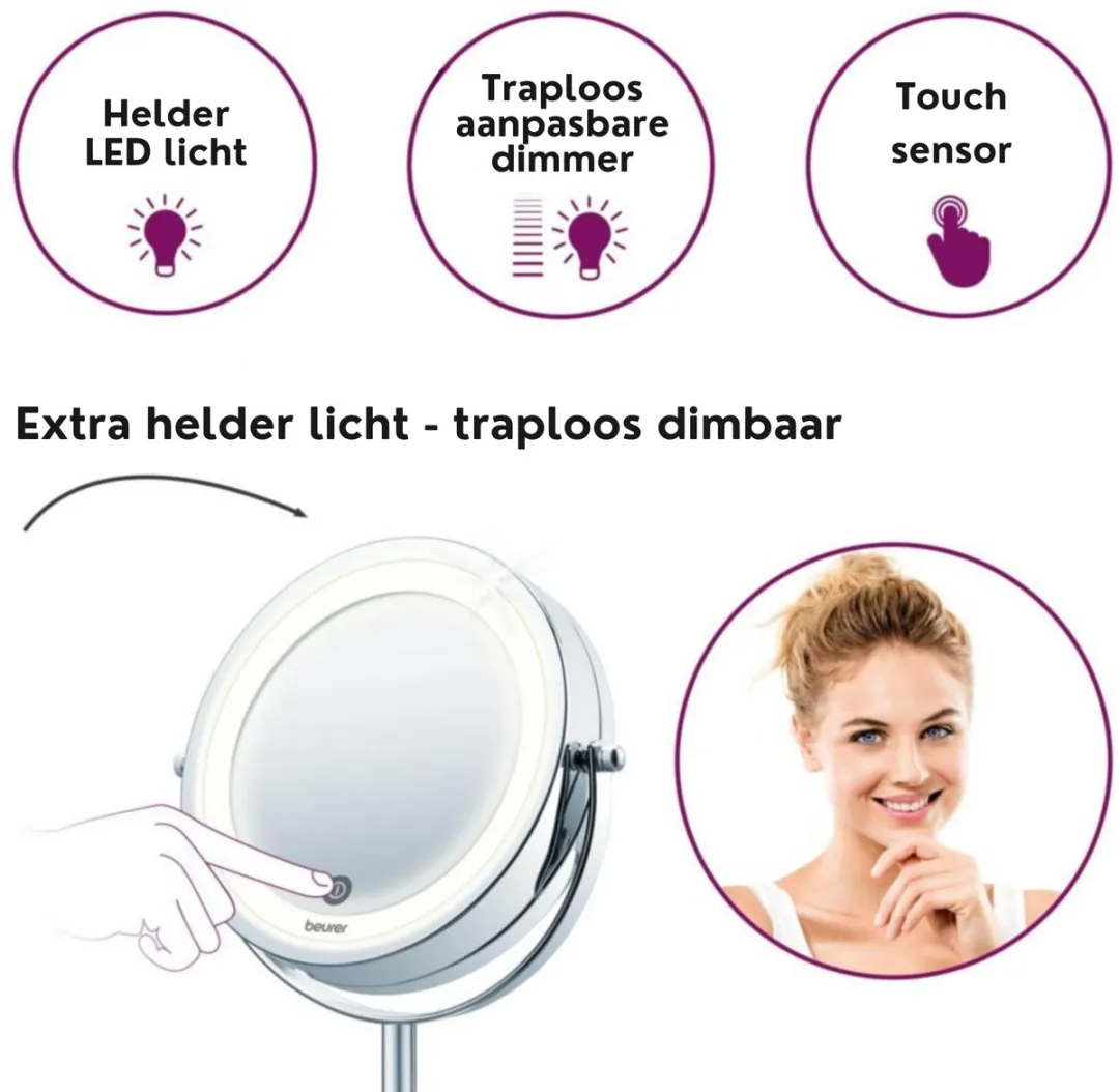 Beurer BS 55 Make-up Spiegel - Zilver - 7x Vergroting