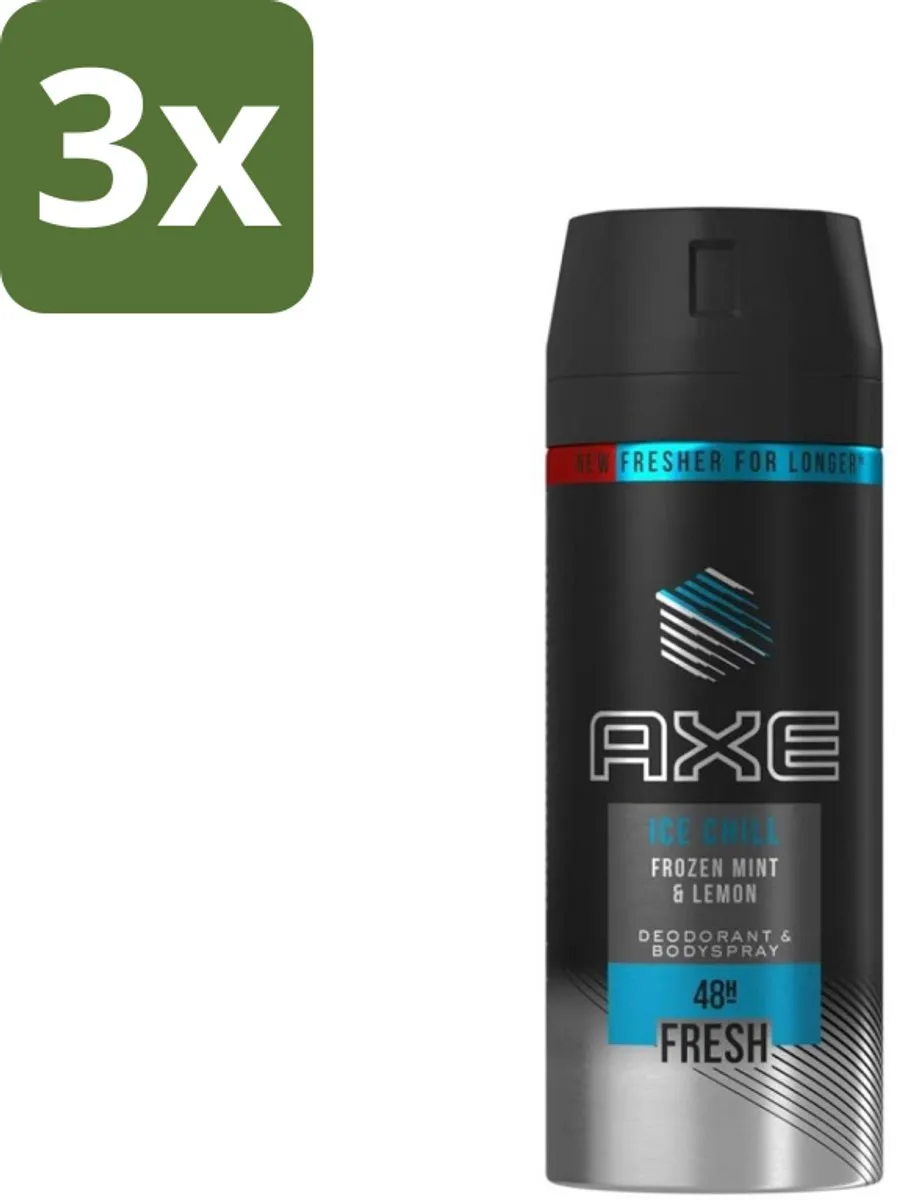 Axe Deodorant Bodyspray Ice Chill 450ml - 3 Stuks