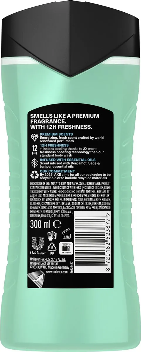 Axe Aqua Bergamot Douchegel - 20 Stuks (6x300ml)