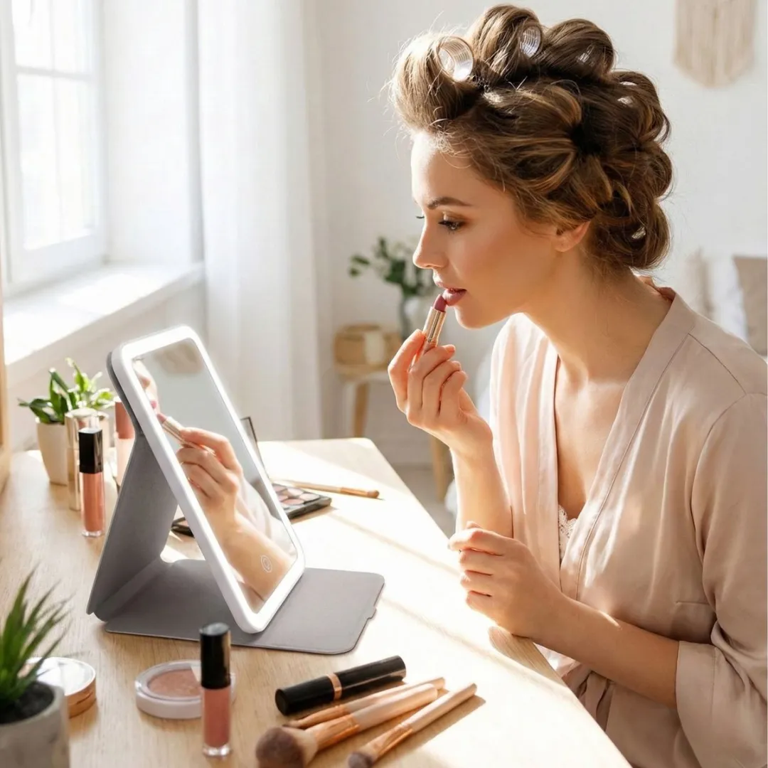 FlinQ Make-up Spiegel met LED Verlichting - Grijs