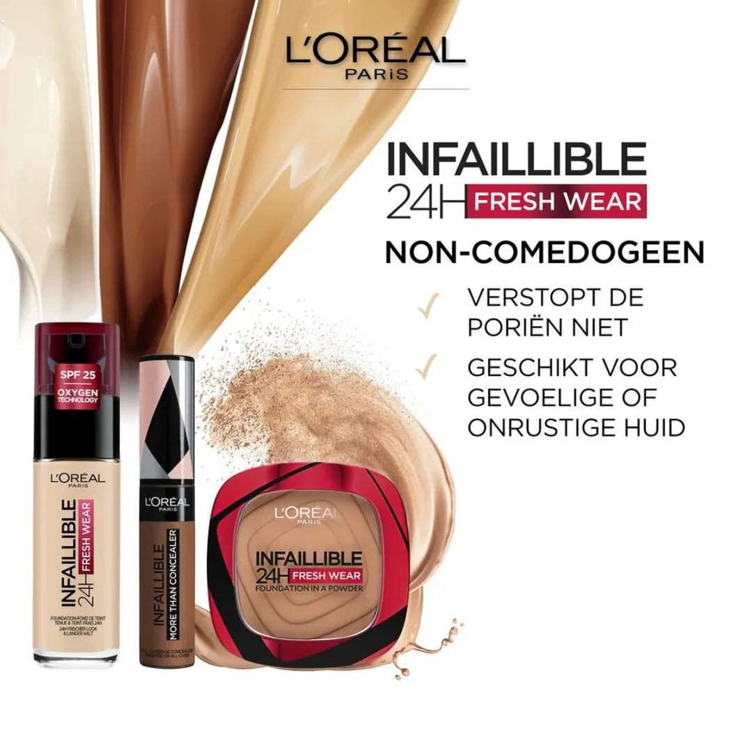 L'Oréal Paris Infaillible 24H Fresh Wear Foundation Poeder 20 Ivory - 3x 8ml