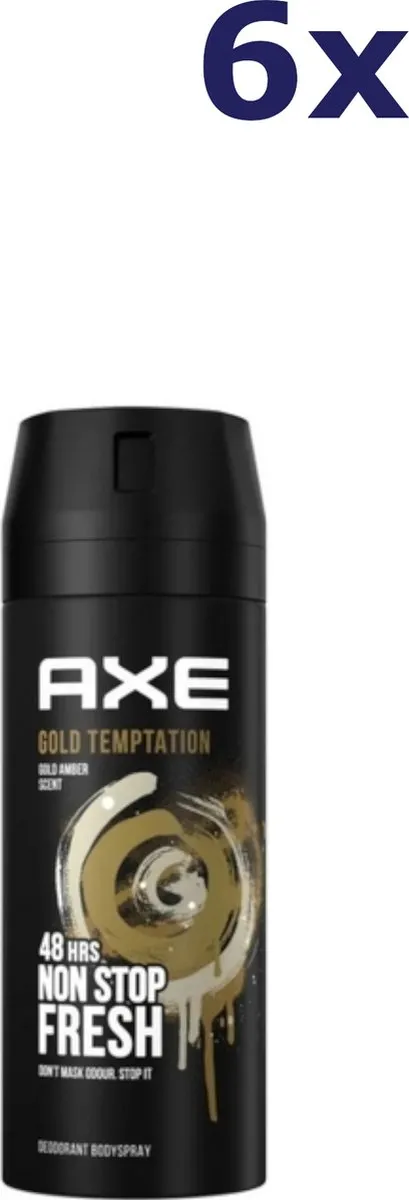 Axe 48H Non Stop Fresh Deodorant Spray Gold Temptation - 6x150ml