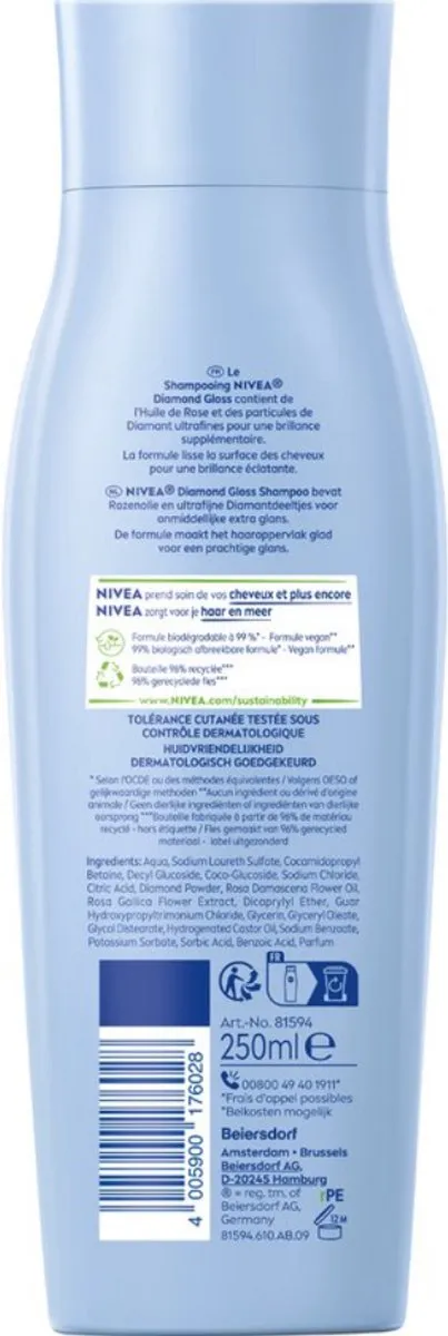 NIVEA Diamond Gloss Care Shampoo 6x250ml