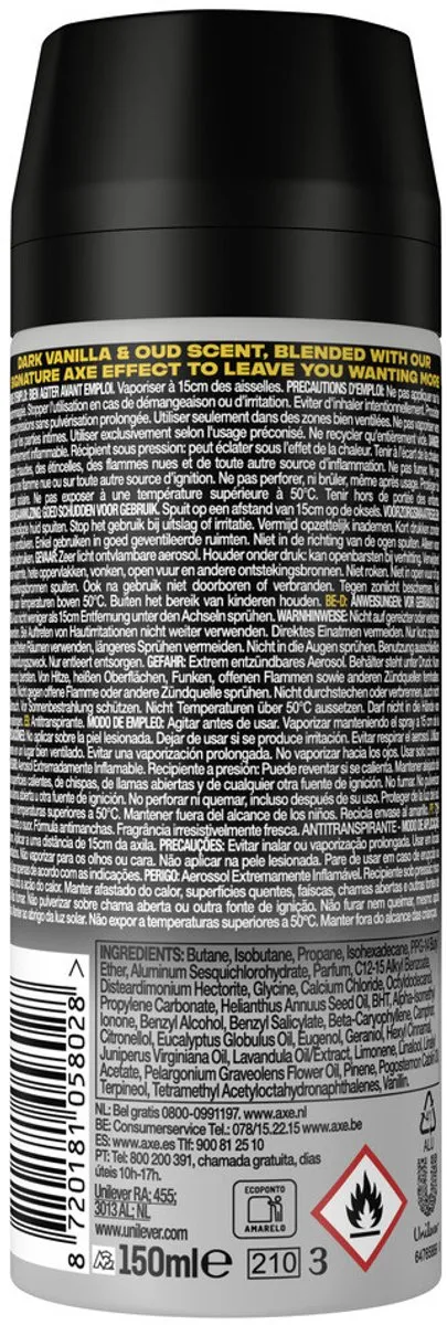 Axe Gold Anti-transpirant Spray 300ml (2x150ml) - Oud Wood & Vanille