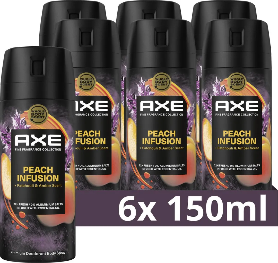 Axe Fine Fragrance Collection Peach Infusion Bodyspray - 6x150ml