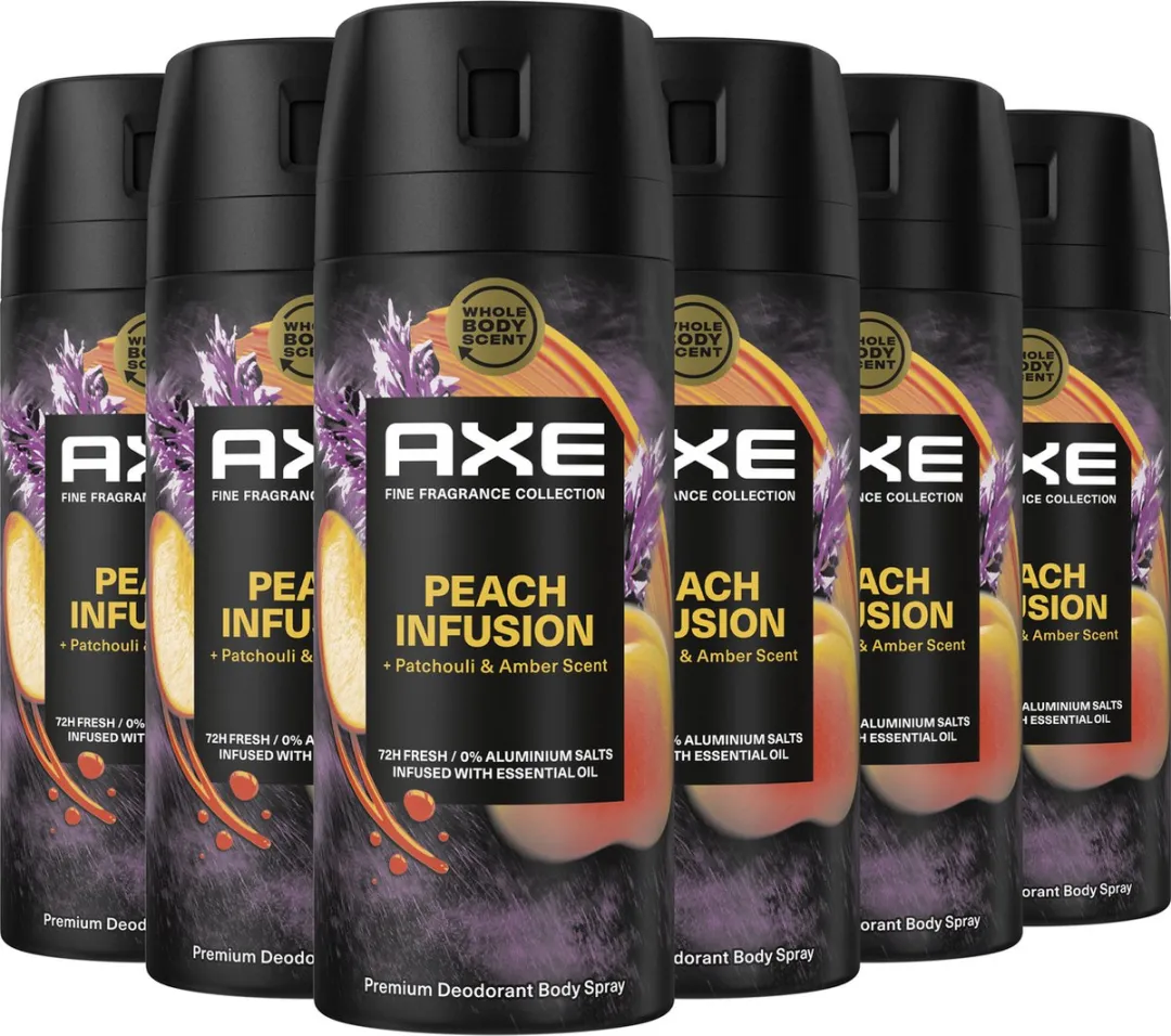 Axe Fine Fragrance Collection Peach Infusion Bodyspray - 6x150ml