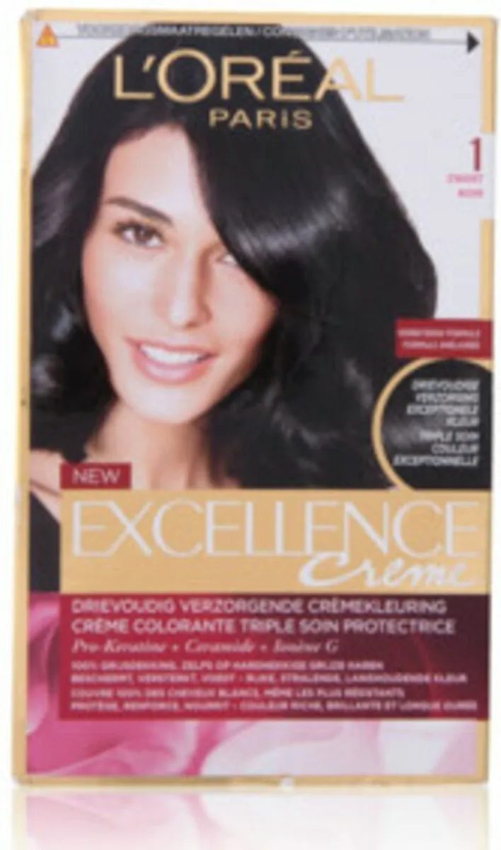 L'Oréal Excellence Crème 1 Zwart + Magic Retouch Uitgroeispray 75ml - 2 Stuks