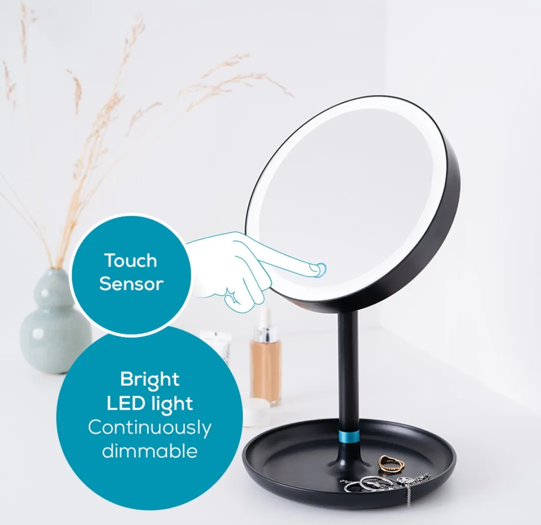 Beurer BS 45 Make-up Spiegel - LED rondom - 5x vergroting - 17,5cm - Zwart/Blauw