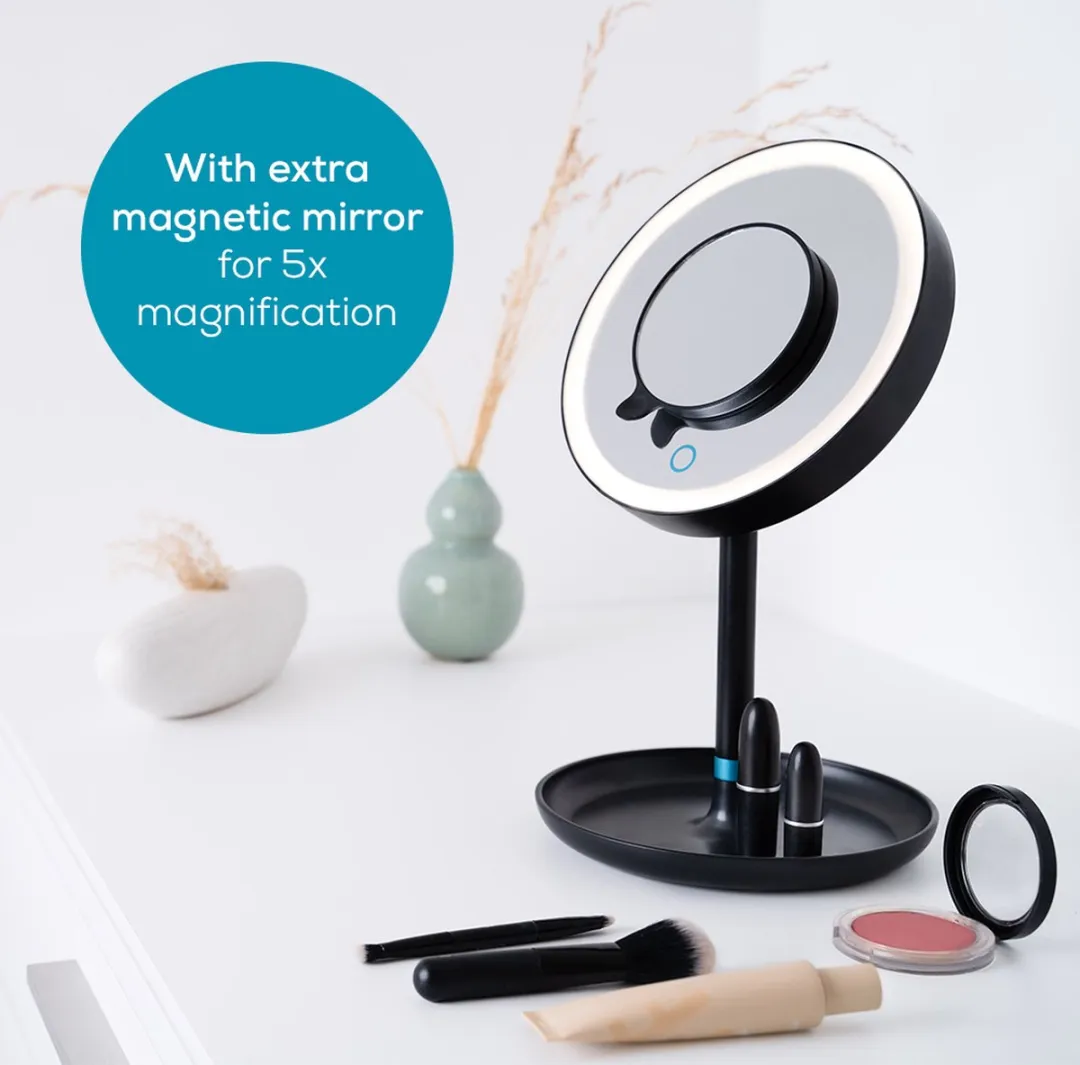 Beurer BS 45 Make-up Spiegel - LED rondom - 5x vergroting - 17,5cm - Zwart/Blauw