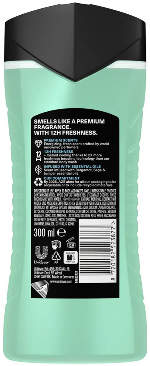 Axe Aqua Bergamot Douchegel 600ml - 2 Stuks