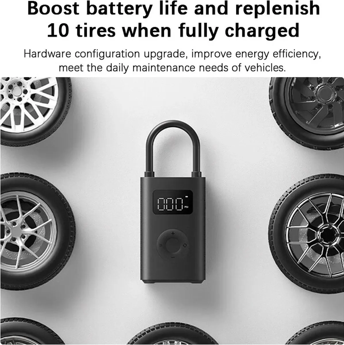 Xiaomi Mijia Draagbare Elektrische Bandenpomp - 14.4W - 6L - Grijs - afbeelding 6 van 6