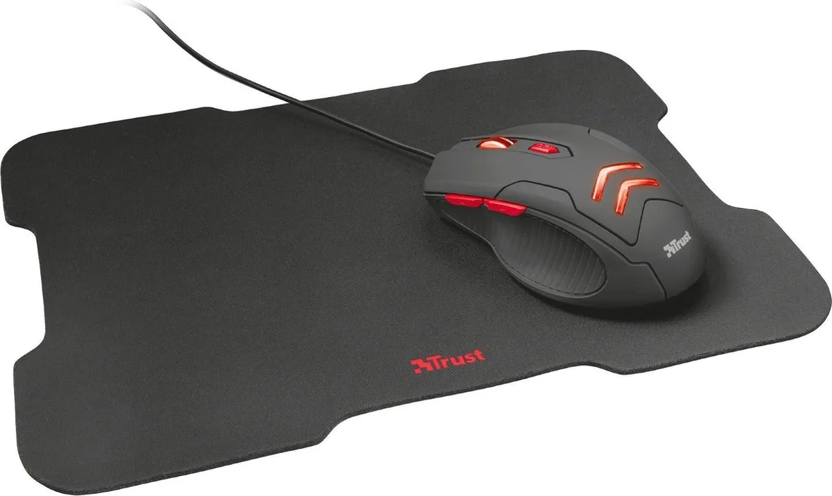 Trust Ziva Gaming Muis & Muismat 21963 - 3000 DPI - Zwart/Rood