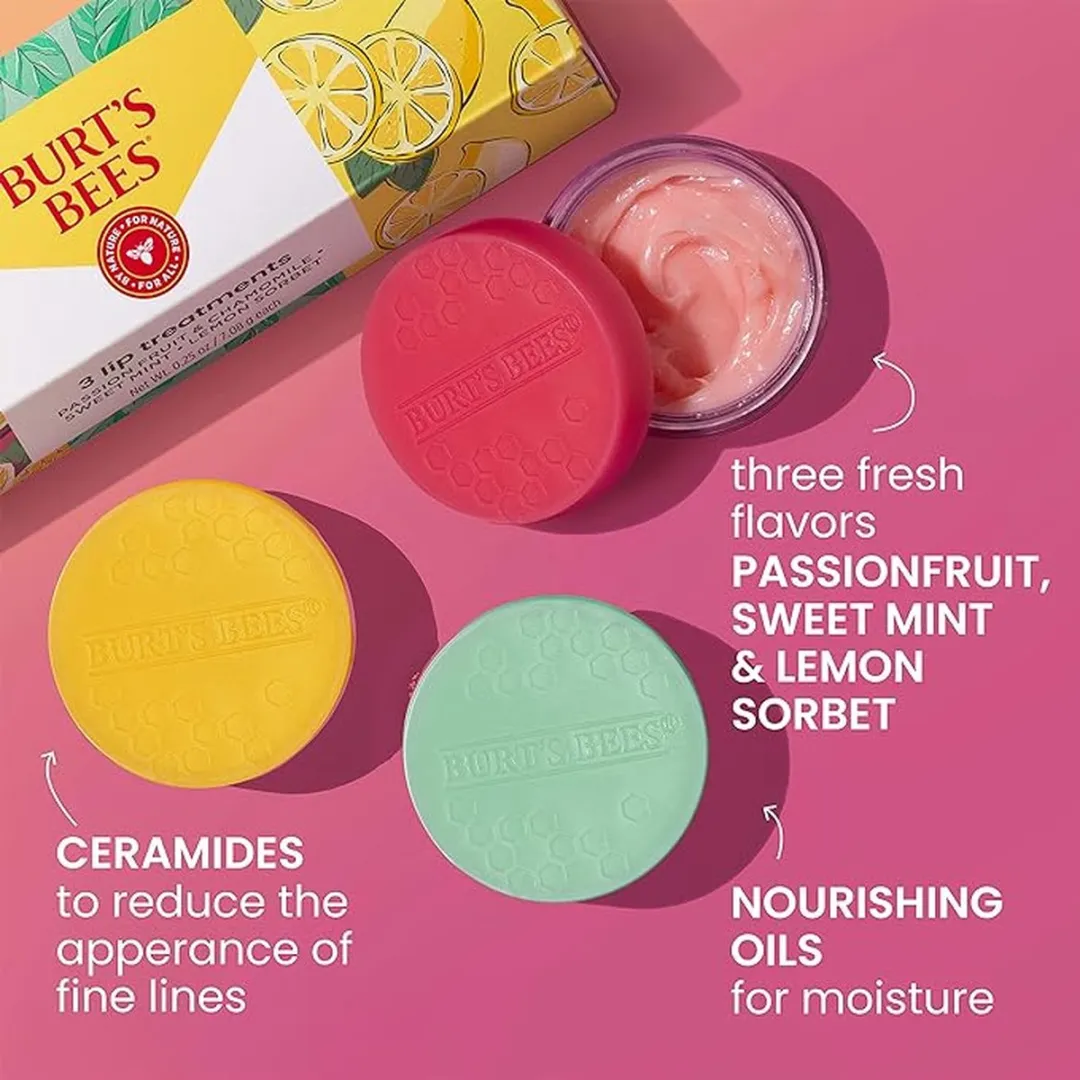 Burt's Bees Lip Mask Set - 3 Stuks - Passievrucht/Kamille & Mint/Citroen