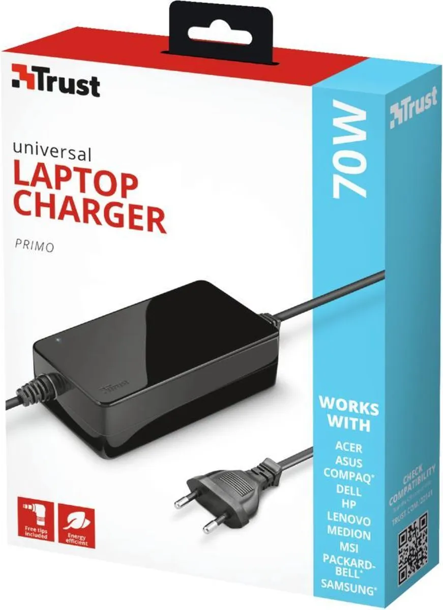 Trust Primo 70W 22141 Laptop Lader - 70W - Zwart - afbeelding 6 van 6